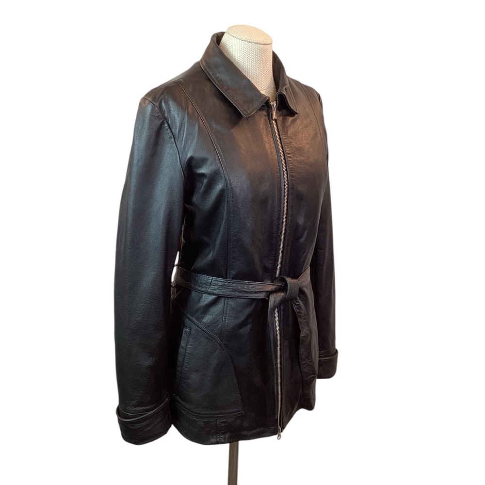 Wilson’s Leather Thinsulate Insulated Belted Leather Jacket Black - Picture 4 of 14